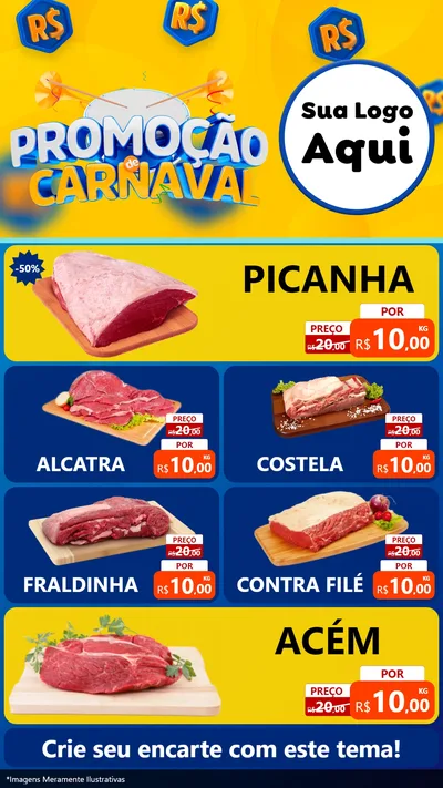 Modelo de TV para TV Vertical com o tema Promoção de Carnaval para Açougue