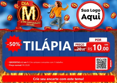 Modelo de Cartaz para Cartaz A4 Horizontal com o tema Dia M - O Dia Mais Barato Do Mês para Peixaria
