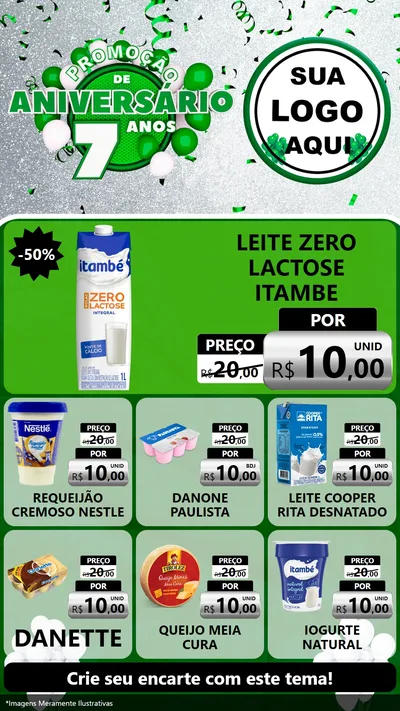 Modelo de Rede Social para Stories com o tema Promoção de Aniversário - 7 Anos para Frios e Laticínios
