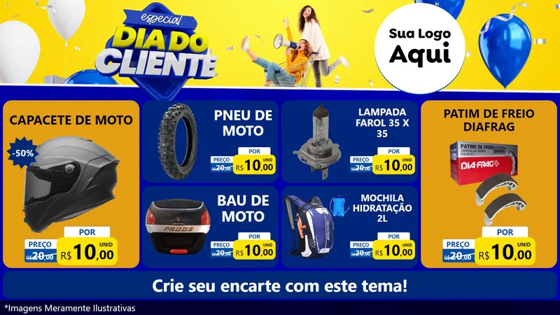 Modelo de TV para TV Horizontal com o tema Especial Dia do Cliente para Moto peças