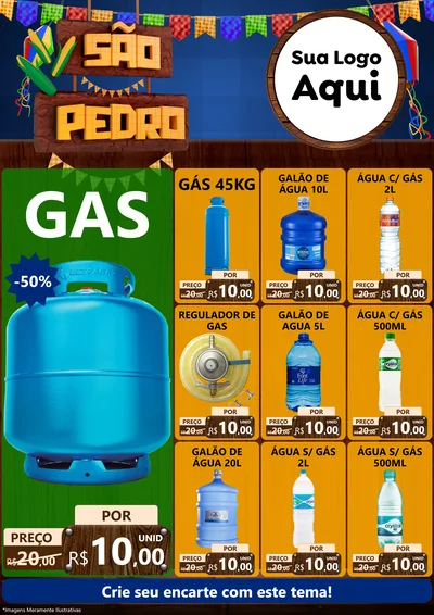 Modelo de Encarte para Encarte A4 Vertical com o tema São Pedro para Água e gás