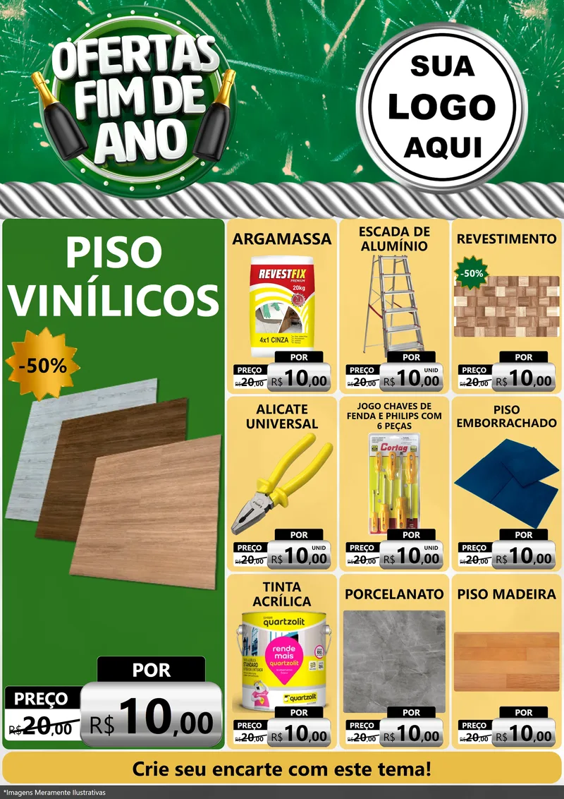 Modelo de Encarte para Encarte A4 Vertical com o tema Ofertas Fim de Ano para Material para Construção