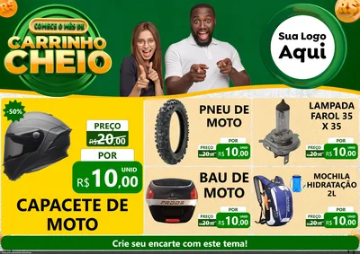 Modelo de Encarte para Encarte A4 Horizontal com o tema Carrinho Cheio para Moto peças