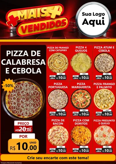 Modelo de Encarte para Encarte A4 Vertical com o tema Mais Vendidos para Pizzaria