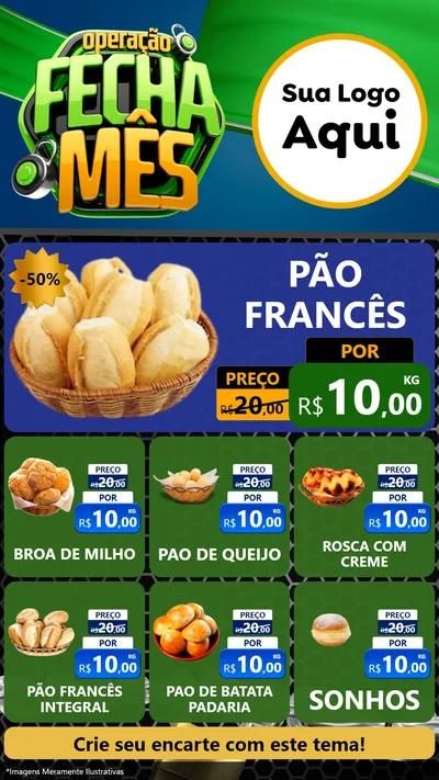 Modelo de Rede Social para Stories com o tema Operação Fecha Mês para Padaria