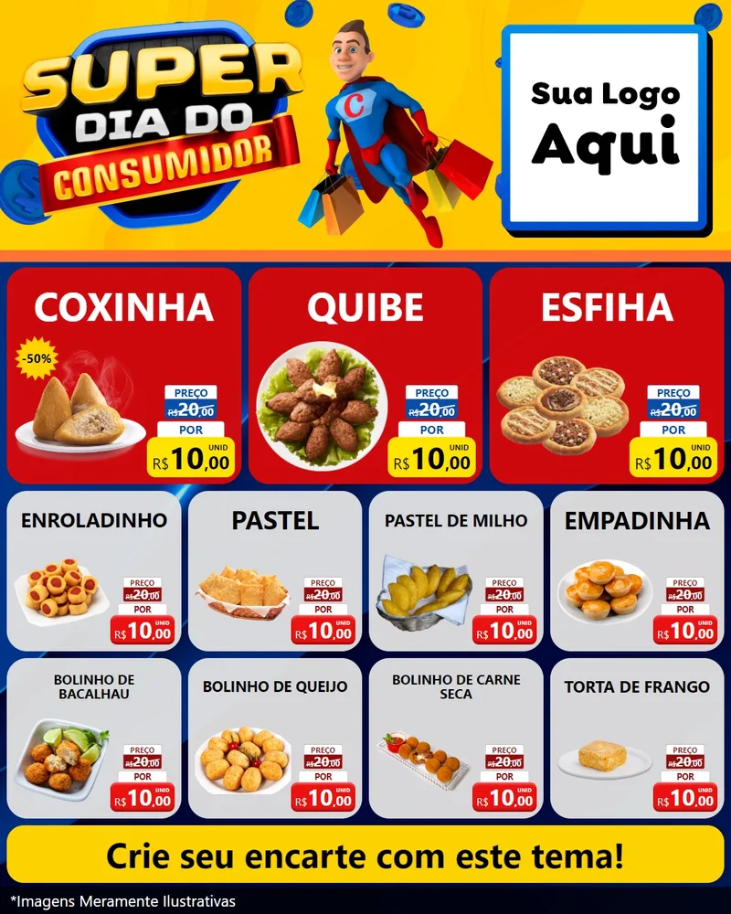 Modelo de Rede Social para Feed Instagram com o tema Super Dia do Consumidor para Salgadaria