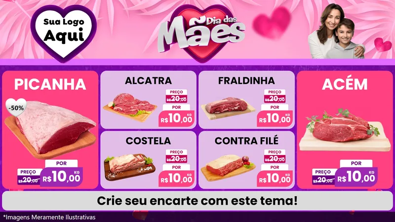 Modelo de TV para TV Horizontal com o tema Dia das Mães para Açougue