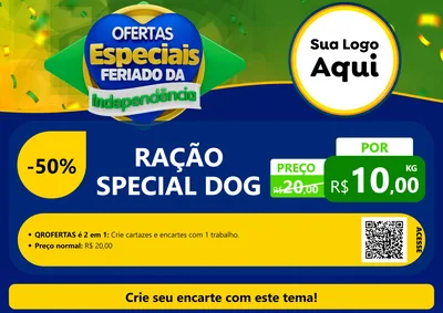 Modelo de Cartaz para Cartaz A4 Horizontal com o tema Ofertas Especiais Feriado da Independência para Pet Shop