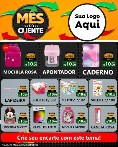 Modelo de Rede Social para Feed Instagram com o tema Mês do Cliente para Papelaria
