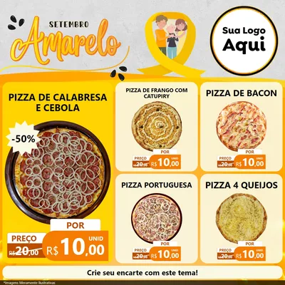 Modelo de Rede Social para Feed Facebook com o tema Setembro Amarelo para Pizzaria