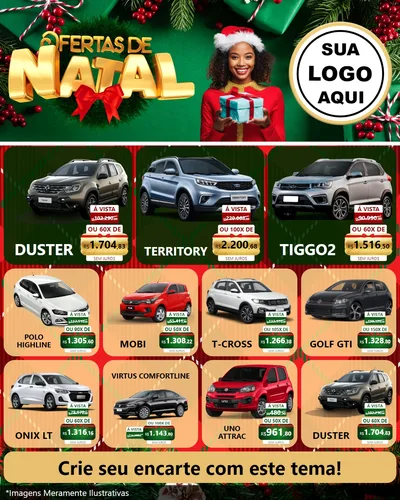 Modelo de Rede Social para Feed Instagram com o tema Ofertas de Natal para Concessionaria de Carros