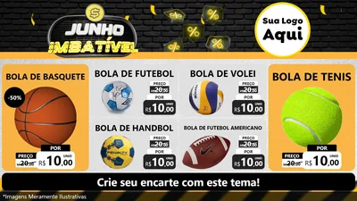 Modelo de TV para TV Horizontal com o tema Junho Imbatível para Artigos Esportivos