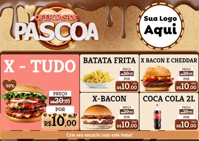 Modelo de Encarte para Encarte A4 Horizontal com o tema Ofertas de Páscoa para Hamburgueria