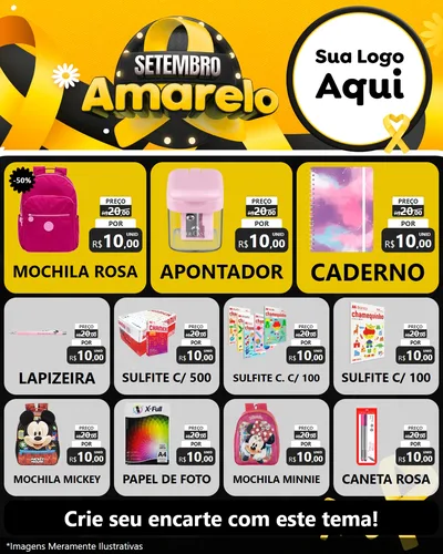 Modelo de Rede Social para Feed Instagram com o tema Setembro Amarelo para Papelaria