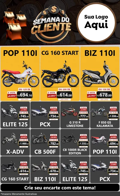 Modelo de Encarte para Encarte Grande com o tema Semana do Cliente para Concessionaria de Motos