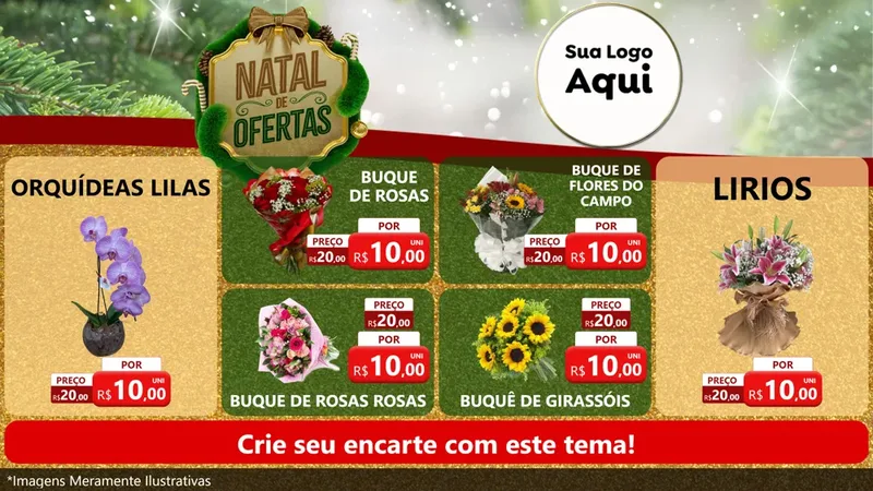 Modelo de TV para TV Horizontal com o tema Ofertas de Natal para Floricultura e jardim