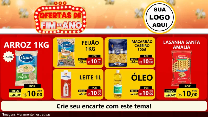 Modelo de TV para TV Horizontal com o tema Ofertas de Fim de Ano para Supermercado