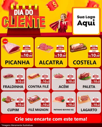 Modelo de Rede Social para Feed Instagram com o tema Dia do Cliente para Açougue