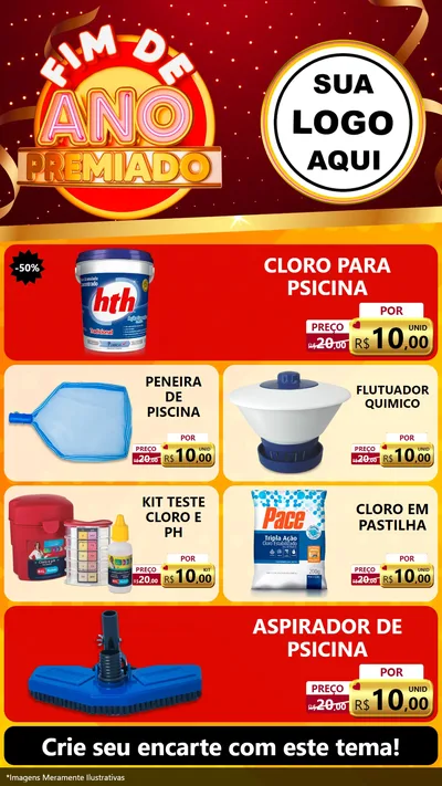 Modelo de TV para TV Vertical com o tema Fim de Ano Premiado para Produtos para Piscina