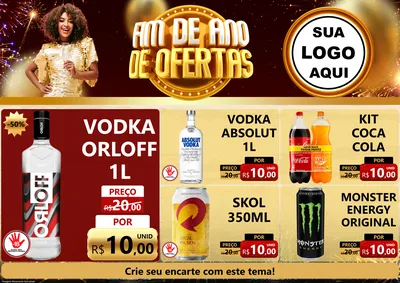 Modelo de Encarte para Encarte A4 Horizontal com o tema Fim de Ano de Ofertas para Distribuidora de bebidas