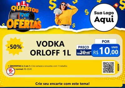 Modelo de Cartaz para Cartaz A4 Horizontal com o tema Quartou de Ofertas para Distribuidora de bebidas
