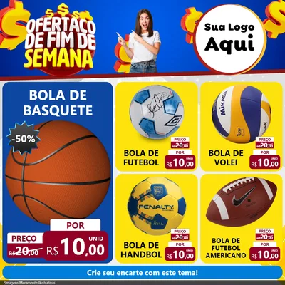 Modelo de Rede Social para Feed Facebook com o tema Ofertaço de Fim de Semana para Artigos Esportivos