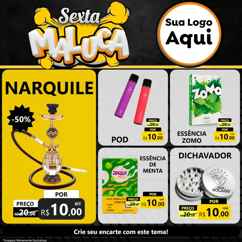 Modelo de Rede Social para Feed Facebook com o tema Sexta Maluca para Tabacaria