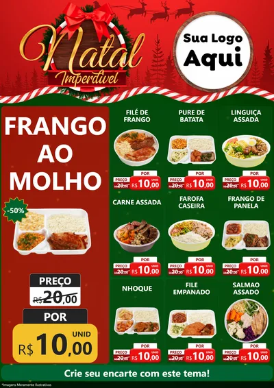 Modelo de Encarte para Encarte A4 Vertical com o tema Natal Imperdível para Restaurante