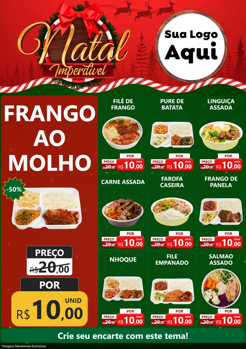 Modelo de Encarte para Encarte A4 Vertical com o tema Natal Imperdível para Restaurante