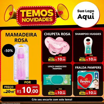 Modelo de Rede Social para Feed Facebook com o tema Temos Novidades para Bebês