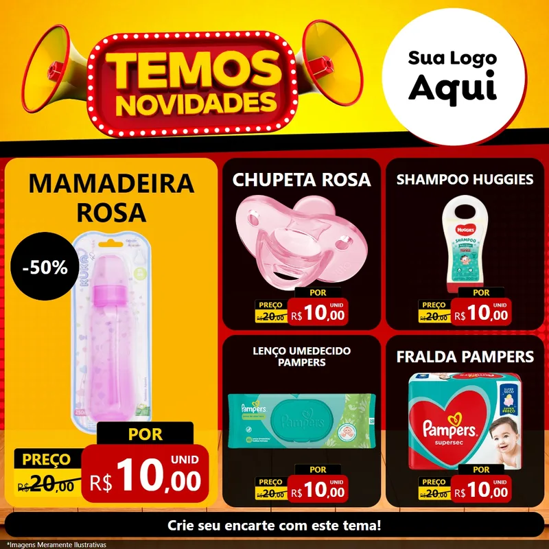Modelo de Rede Social para Feed Facebook com o tema Temos Novidades para Bebês