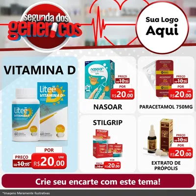 Modelo de Rede Social para Feed Facebook com o tema Segunda dos Genéricos para Farmácia