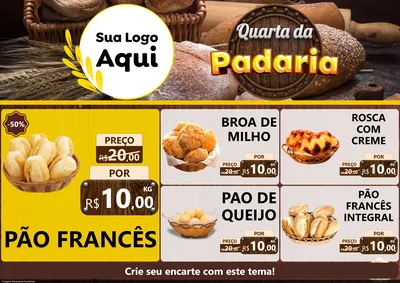 Modelo de Encarte para Encarte A4 Horizontal com o tema Quarta da Padaria para Padaria