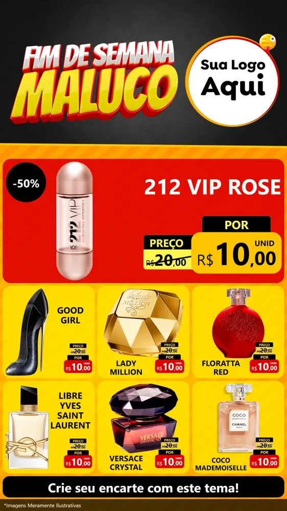Modelo de Rede Social para Stories com o tema Final de Semana Maluco para Perfumes