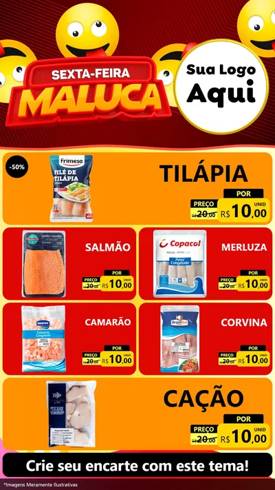 Modelo de TV para TV Vertical com o tema Sexta-feira Maluca para Peixaria