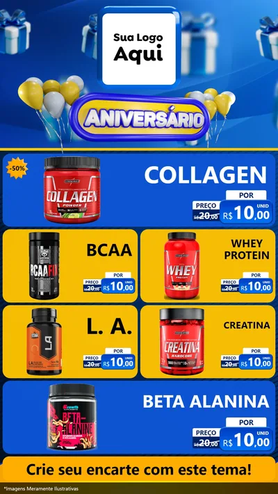 Modelo de TV para TV Vertical com o tema Aniversário para Suplementos alimentares