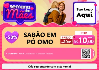 Modelo de Cartaz para Cartaz A4 Horizontal com o tema Semana das Mães para Produtos de Limpeza