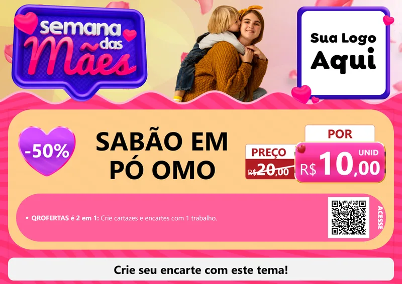 Modelo de Cartaz para Cartaz A4 Horizontal com o tema Semana das Mães para Produtos de Limpeza