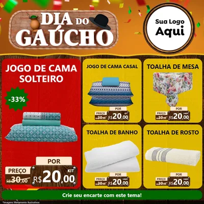 Modelo de Rede Social para Feed Facebook com o tema Dia do Gaúcho para Cama, Mesa e Banho