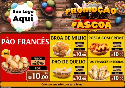Modelo de Encarte para Encarte A4 Horizontal com o tema Promoção Páscoa para Padaria