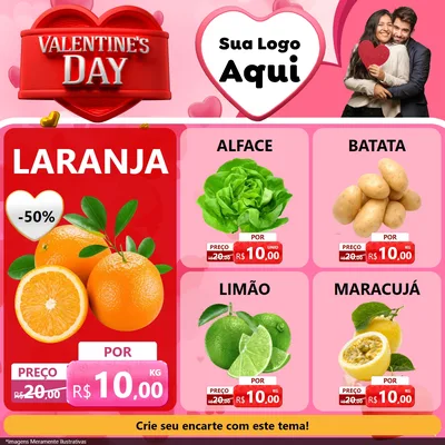 Modelo de Rede Social para Feed Facebook com o tema Valentine's Day para Hortifrúti