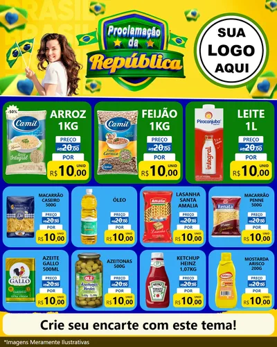 Modelo de Rede Social para Feed Instagram com o tema Proclamação da República para Supermercado