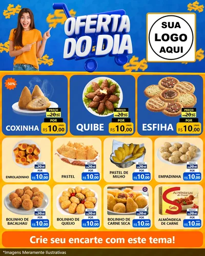 Modelo de Rede Social para Feed Instagram com o tema Oferta do Dia para Salgadaria