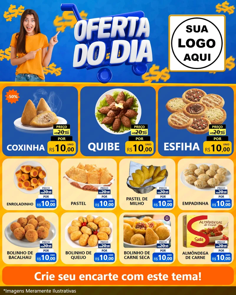 Modelo de Rede Social para Feed Instagram com o tema Oferta do Dia para Salgadaria
