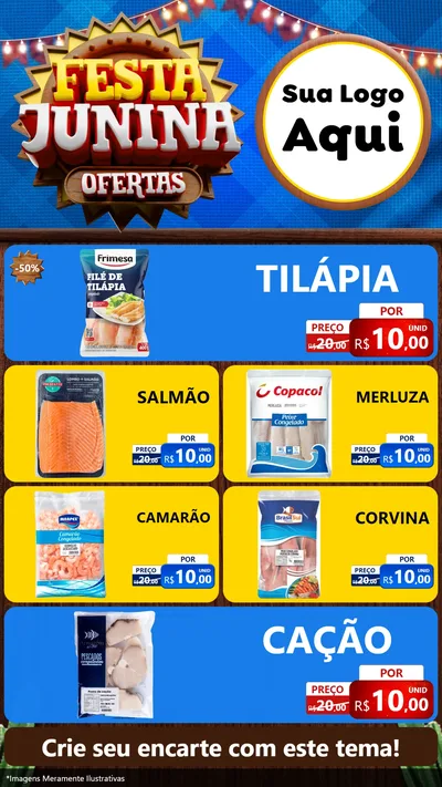 Modelo de TV para TV Vertical com o tema Festa Junina Ofertas para Peixaria