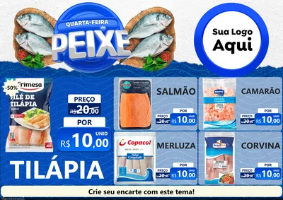 Modelo de Encarte para Encarte A4 Horizontal com o tema Quarta-Feira do Peixe para Peixaria