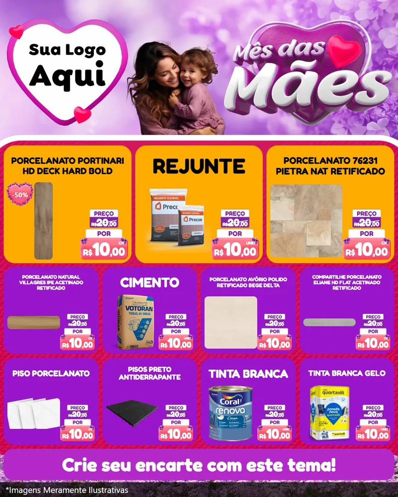 Modelo de Rede Social para Feed Instagram com o tema Mês das Mães para Pisos e revestimentos