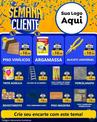Modelo de Rede Social para Feed Instagram com o tema Semana do Cliente para Material para Construção