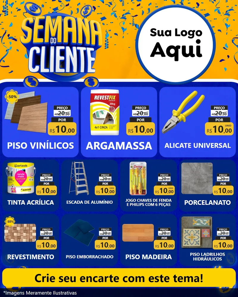 Modelo de Rede Social para Feed Instagram com o tema Semana do Cliente para Material para Construção