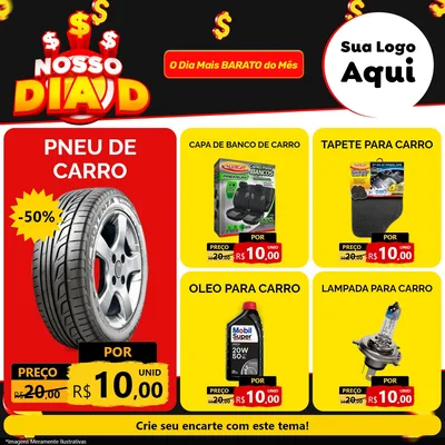 Modelo de Rede Social para Feed Facebook com o tema Nosso Dia D para Auto peças